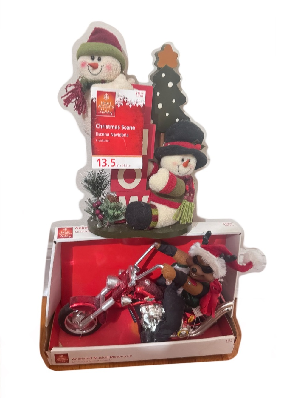 2006 Vintage Christmas Decor and Animated Musical Motorcycle